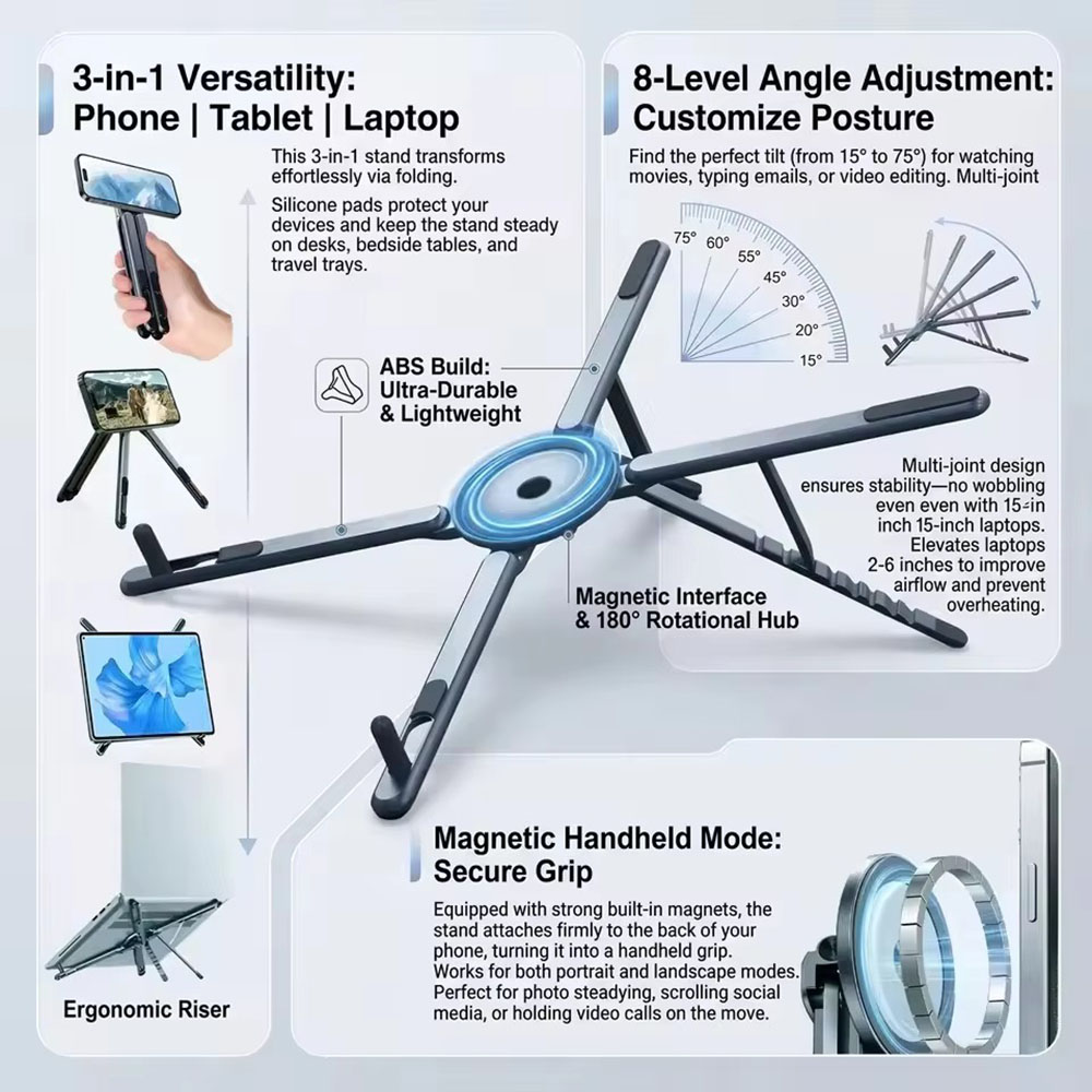 Laptop Accessories Holder - Support de téléphone magnétique portable et